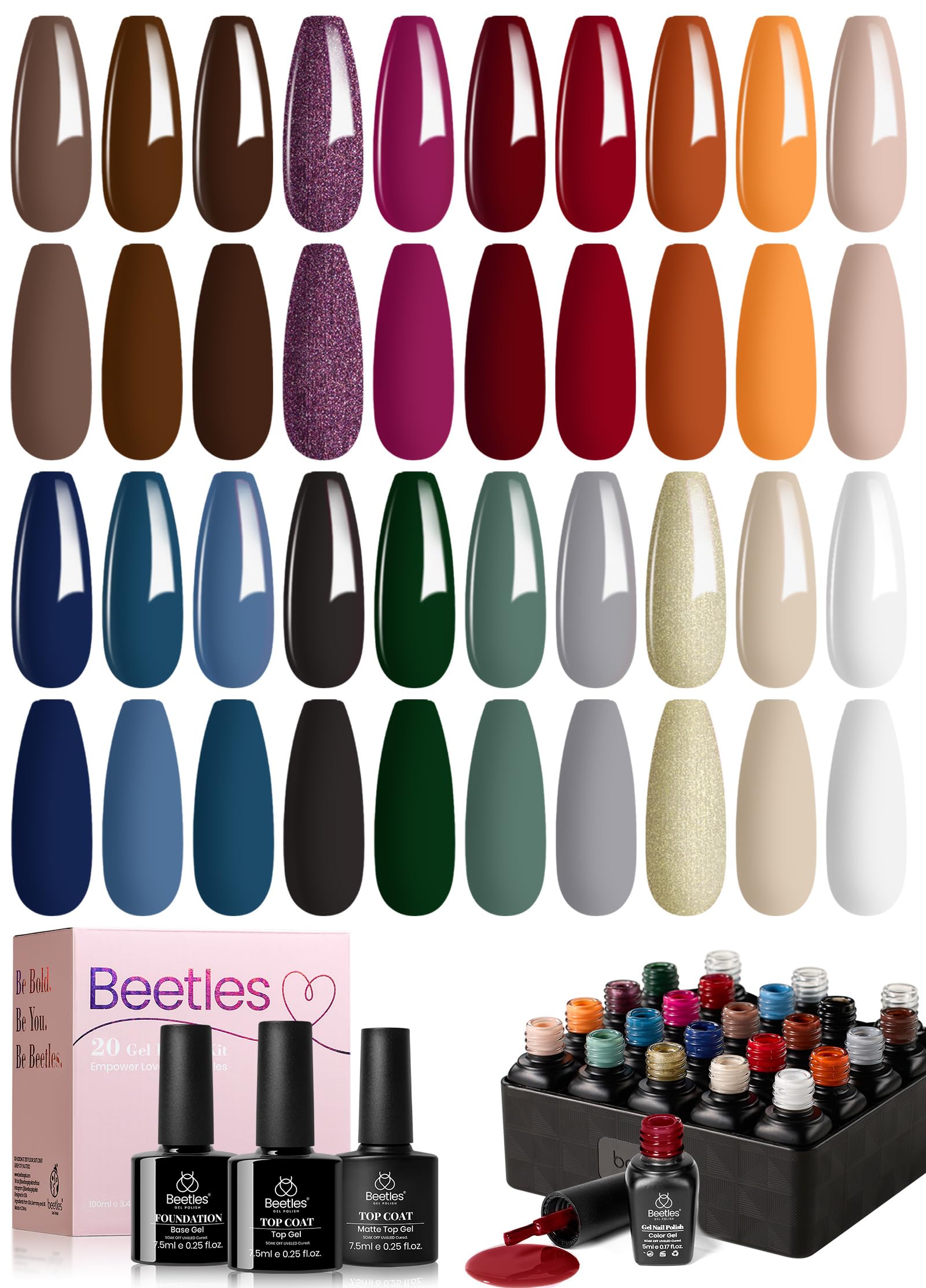 Beetles Winter Gel Kit palette close-up showing vibrant colors for at-home manicures