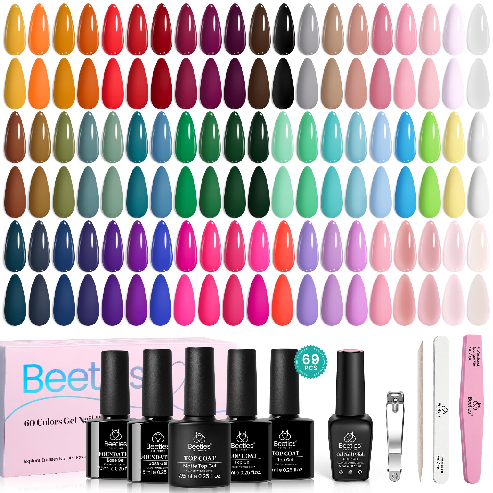Beetles Winter Gel Nail Polish Set 60-color palette for versatile looks