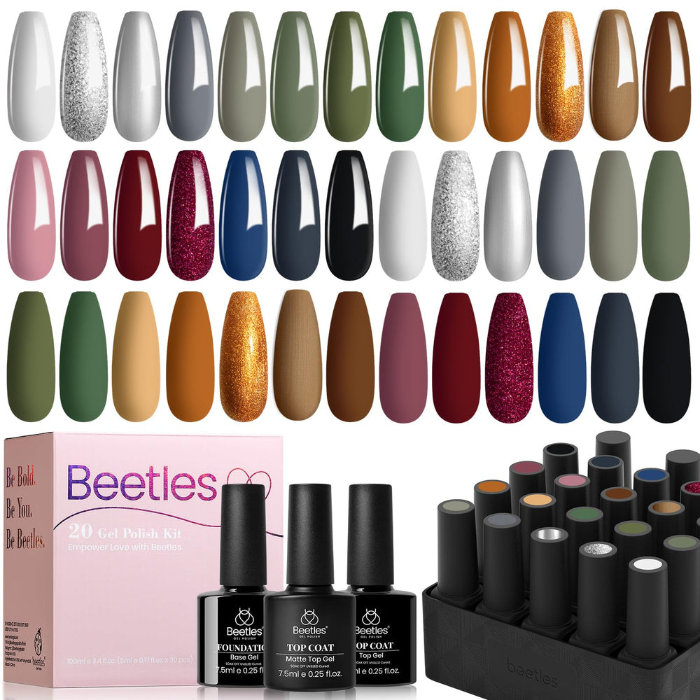 Beetles Winter Gel Nail Polish Set front-view displays seasonal color range for everyday nails.