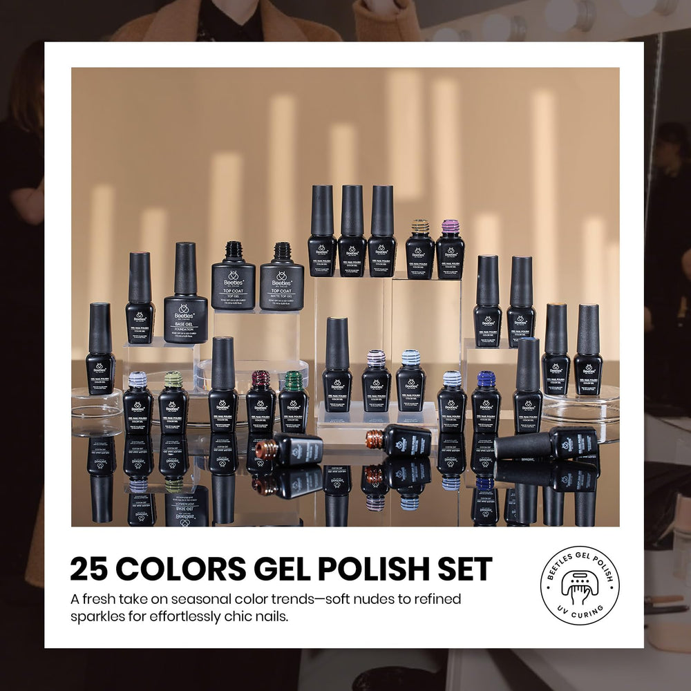 Beetles 25-color winter palette display supports versatile design options