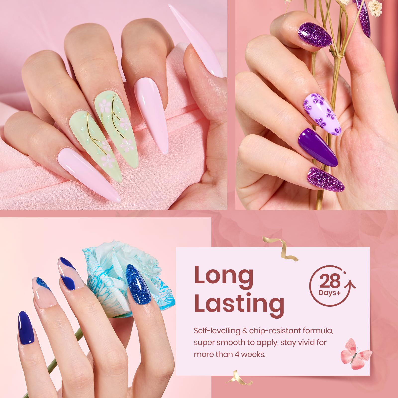 Beetles Winter Gel Polish Set Base and Top Coat image highlights durable, long-lasting finish.
