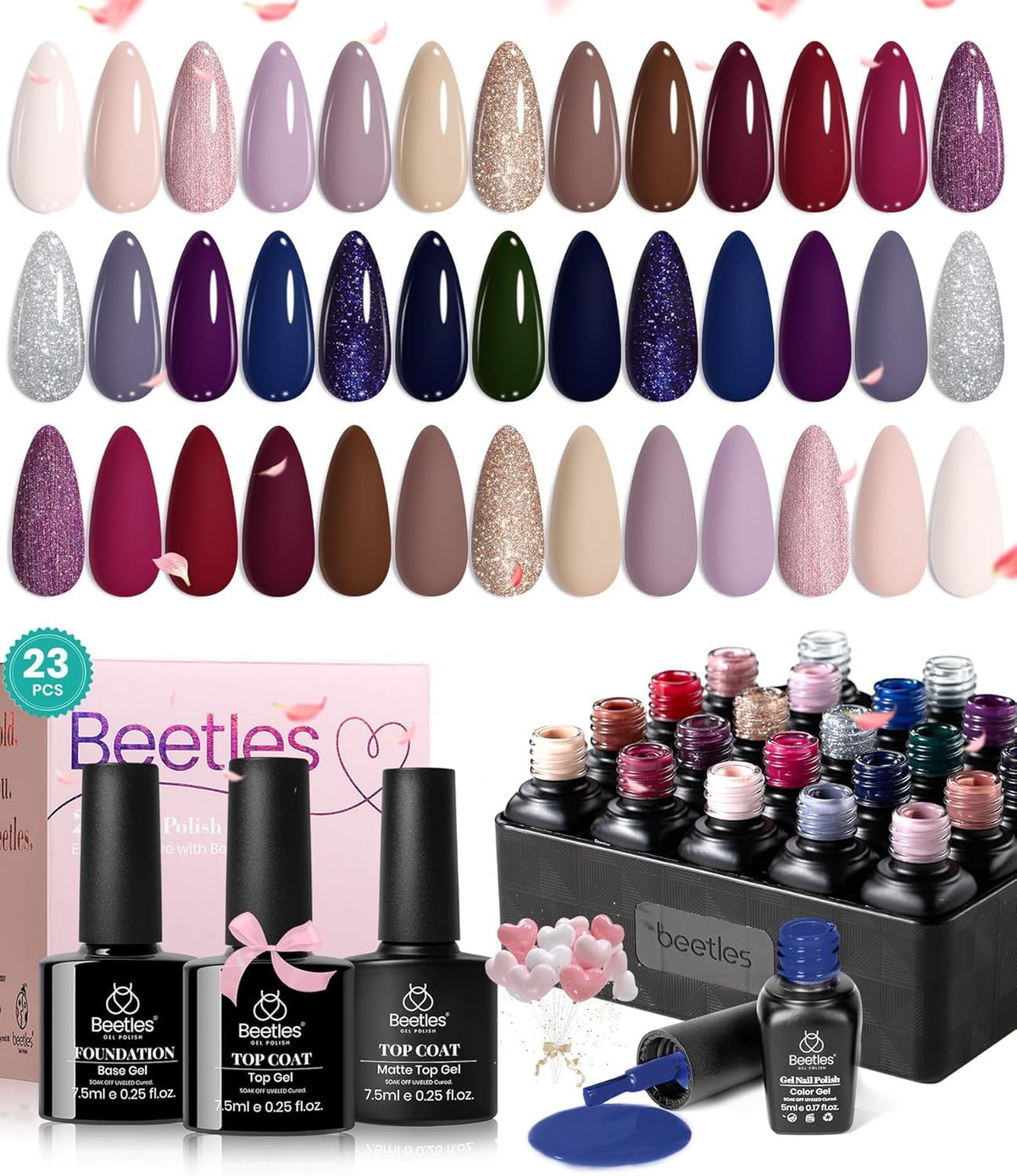 Beetles Winter Gel Polish Set box with 20 colors for versatile nails