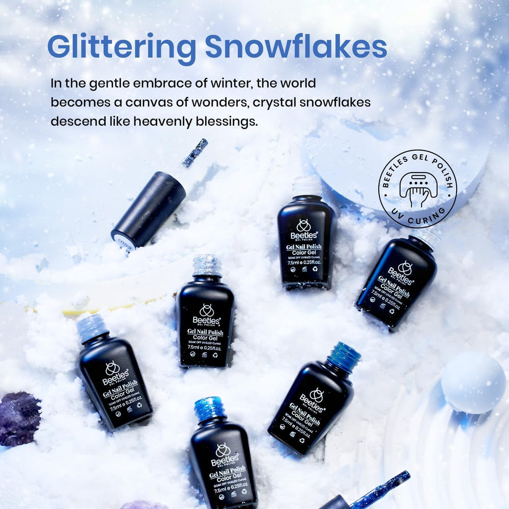 Beetles Winter Gel Polish set glitter silver adds festive, sparkling nails.