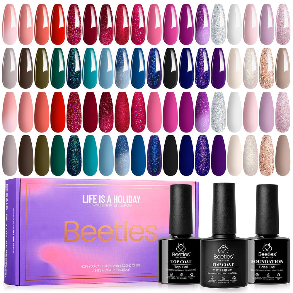 Beetles Winter Gel Polish Set packaging shown for gifting and at-home manicure inspiration.