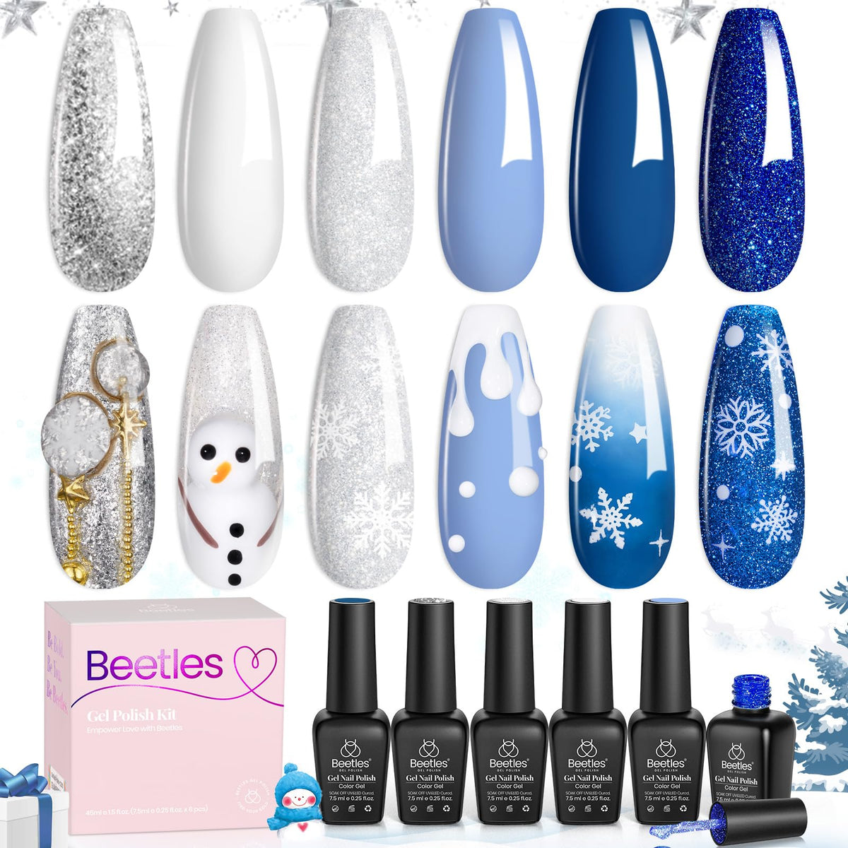Beetles Winter Gel Polish set snow white for a crisp, holiday-ready manicure.