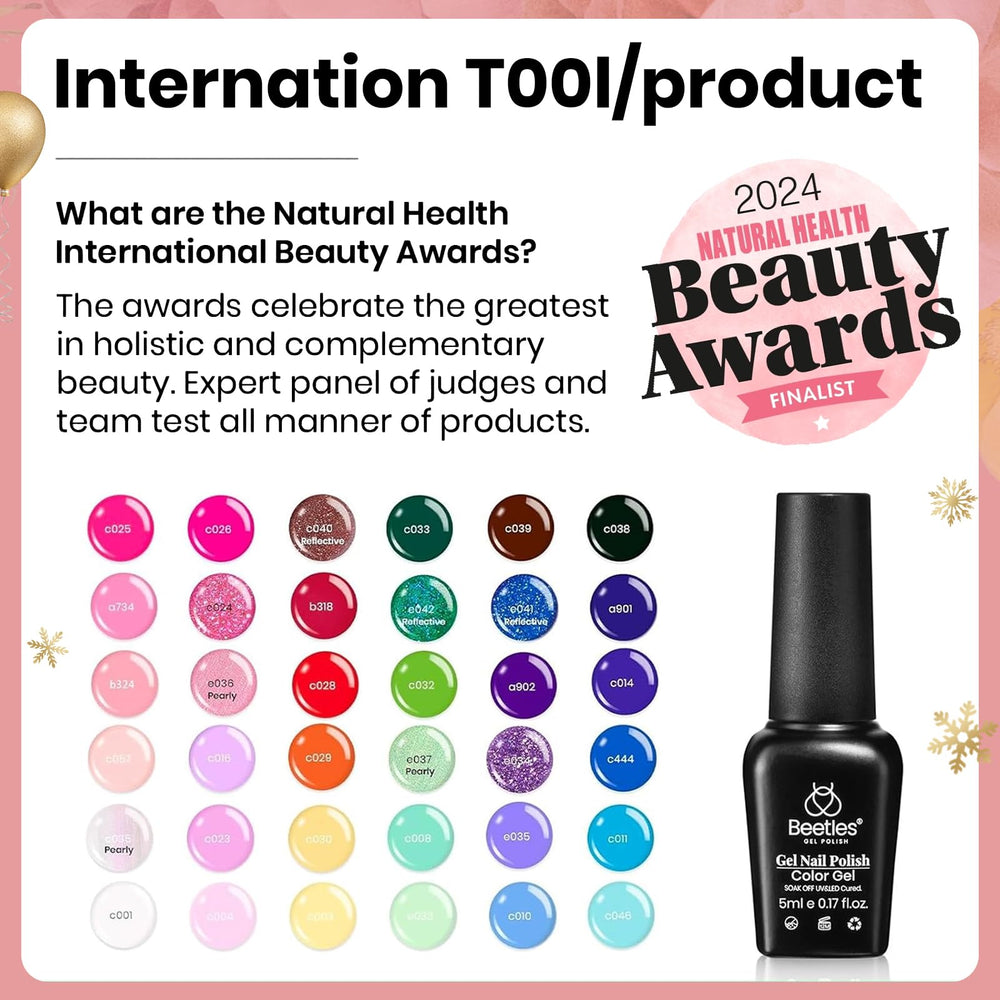 Beetles Winter Gel Polish Set Verse of Flower swatches display 36 shade options for versatile looks.