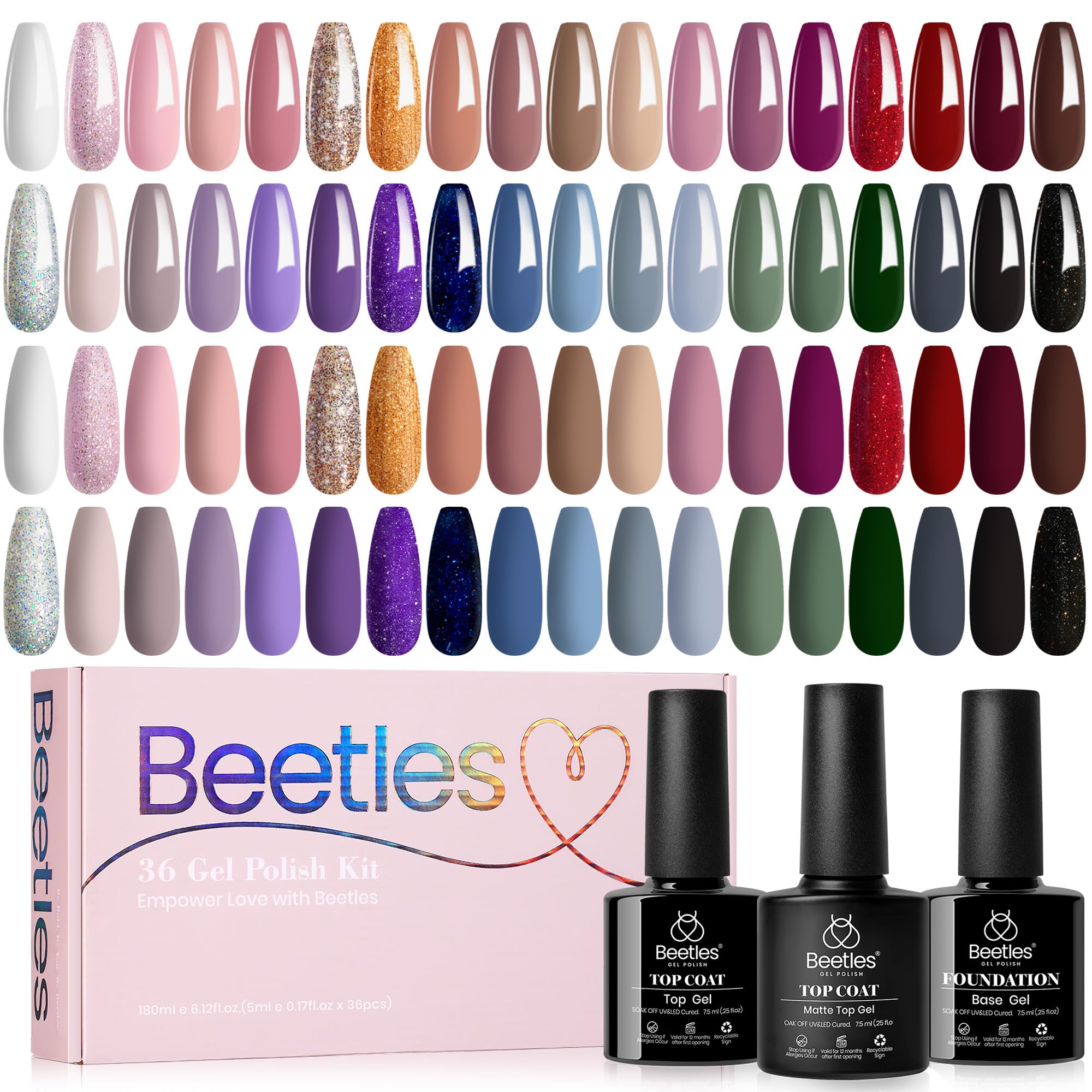 Beetles Winter Gel Polish Set bottles row offering versatile manicure options