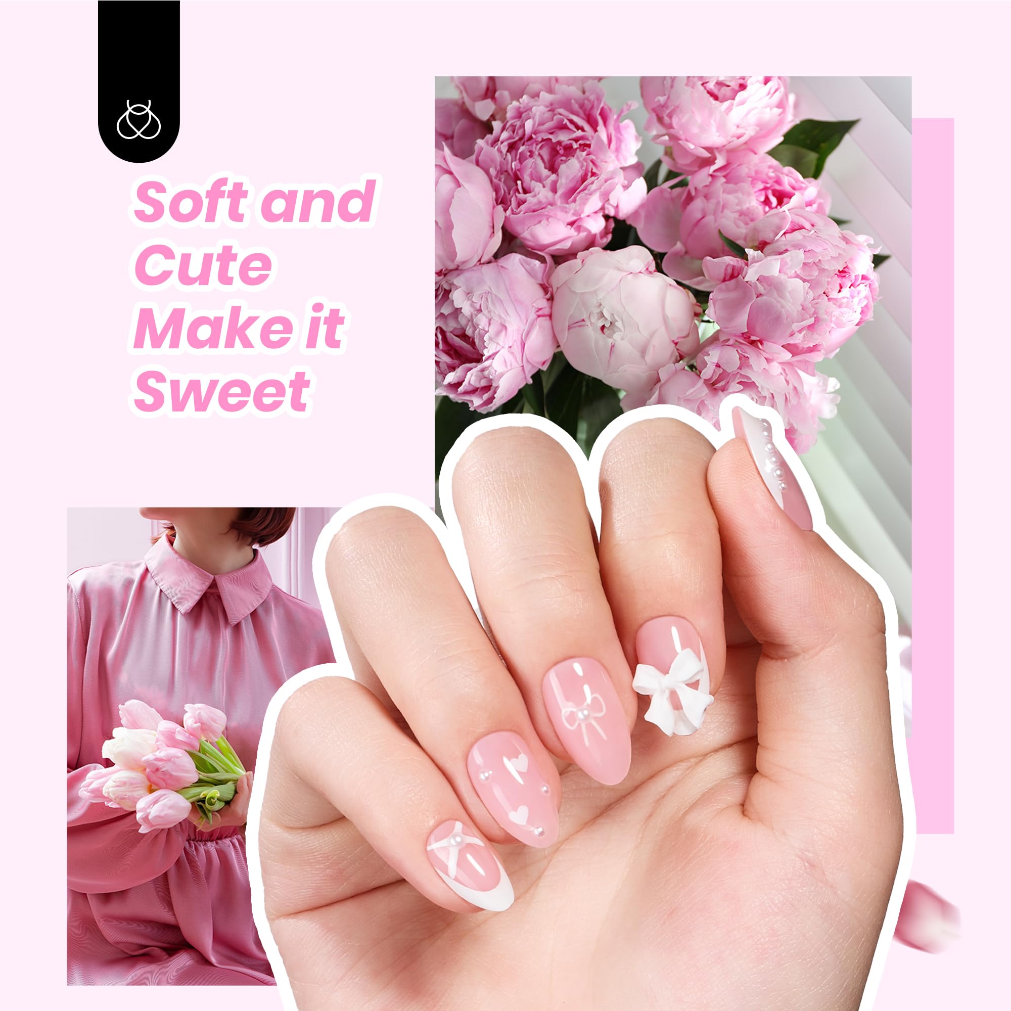 Beetles X Press almond short tips for quick salon-like nails.