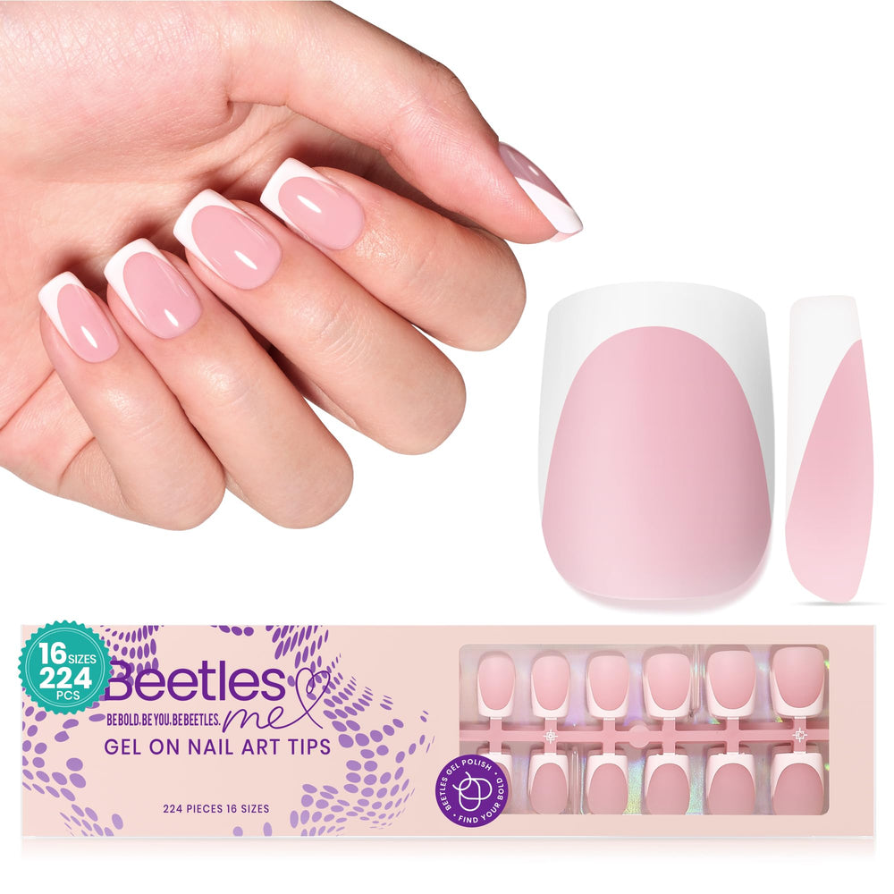 Beetles X Press Plus Camellia French short nails for quick salon-like manicure at home