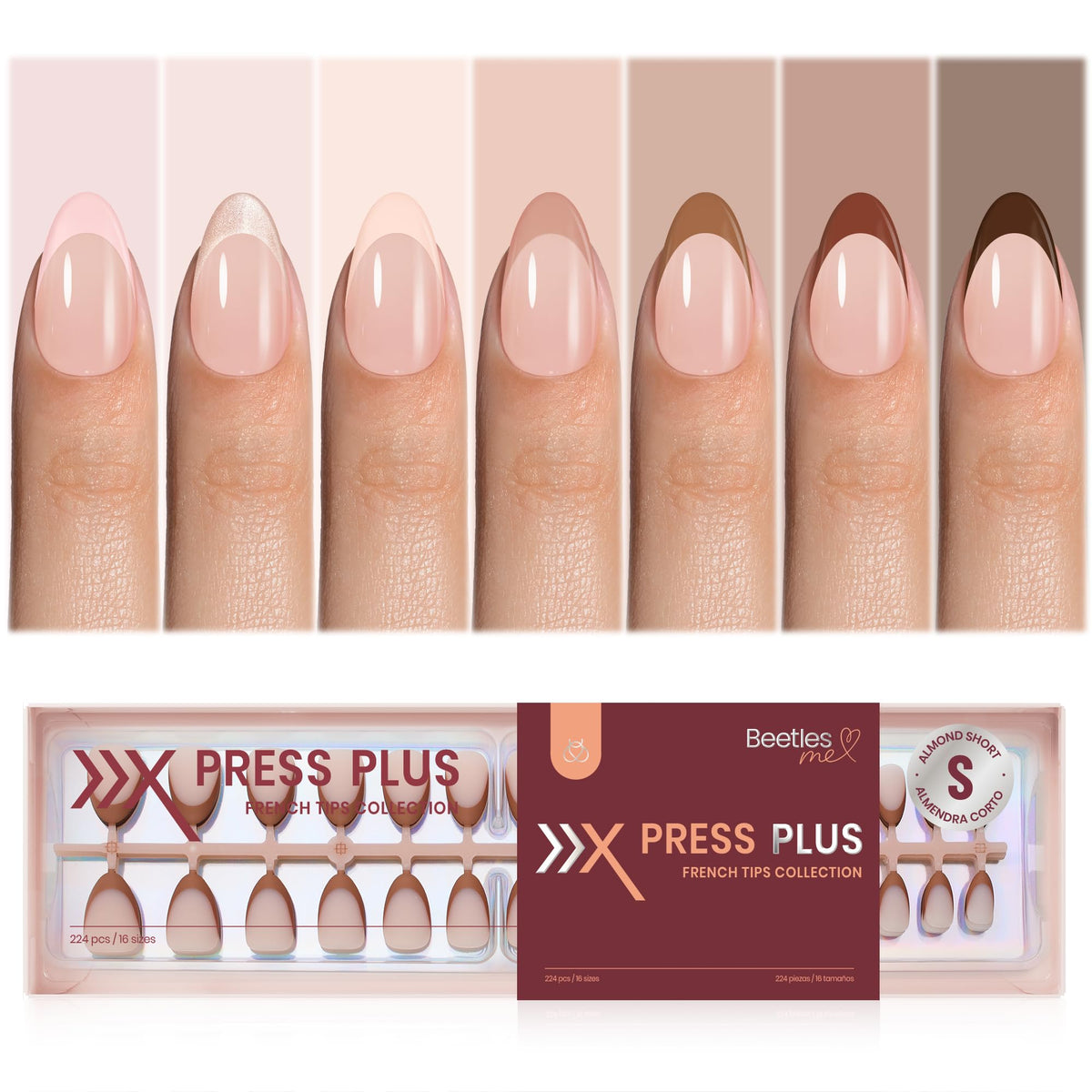 Beetles X Press Plus Cocoa Mousse nails close-up for salon-like finish at home.