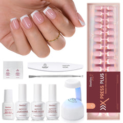 Beetles X Press Plus Glow French kit packaging showing all-in-one manicure tools