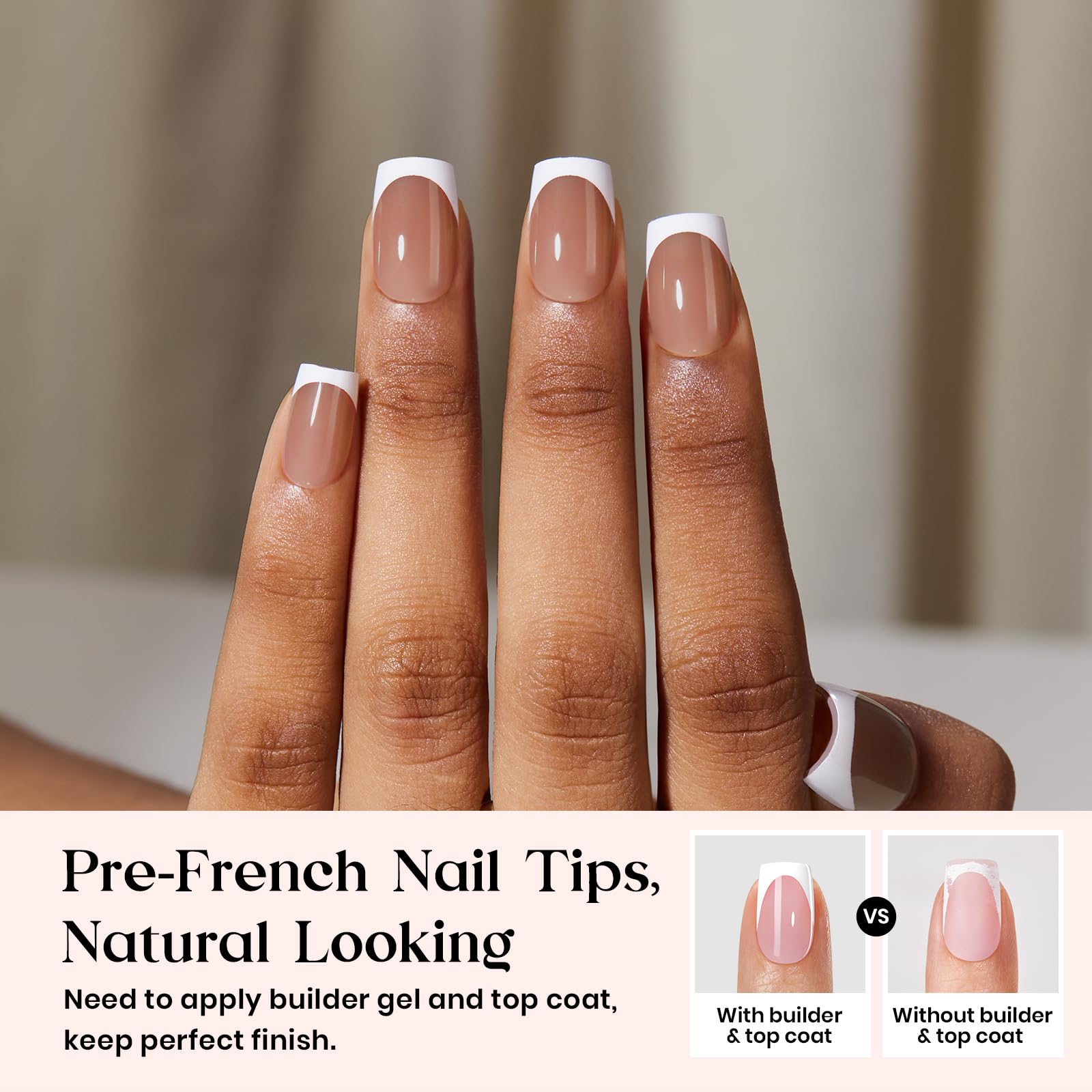 Beetles X Press Plus caramel brown square tip close-up for easy DIY mani.