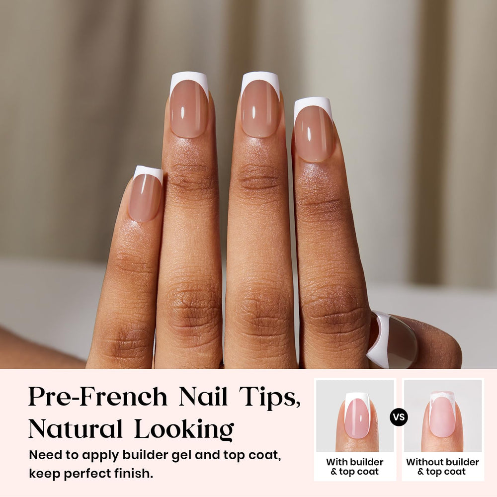 Beetles X Press Plus caramel brown square tip close-up for easy DIY mani.