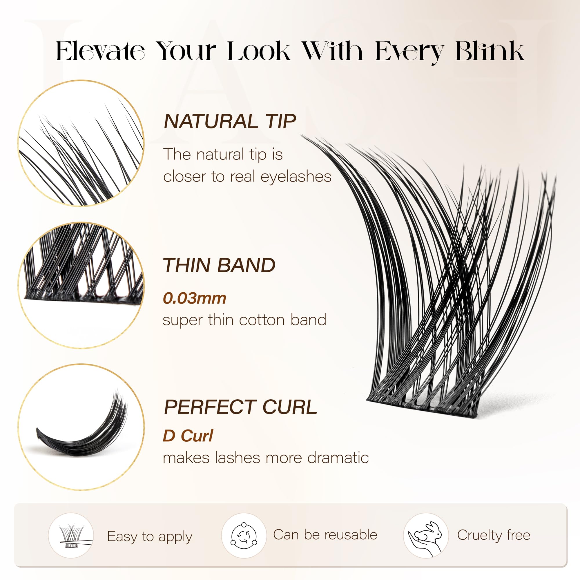 BEFER BEAUTY D curl lash close-up showing dramatic curl effect