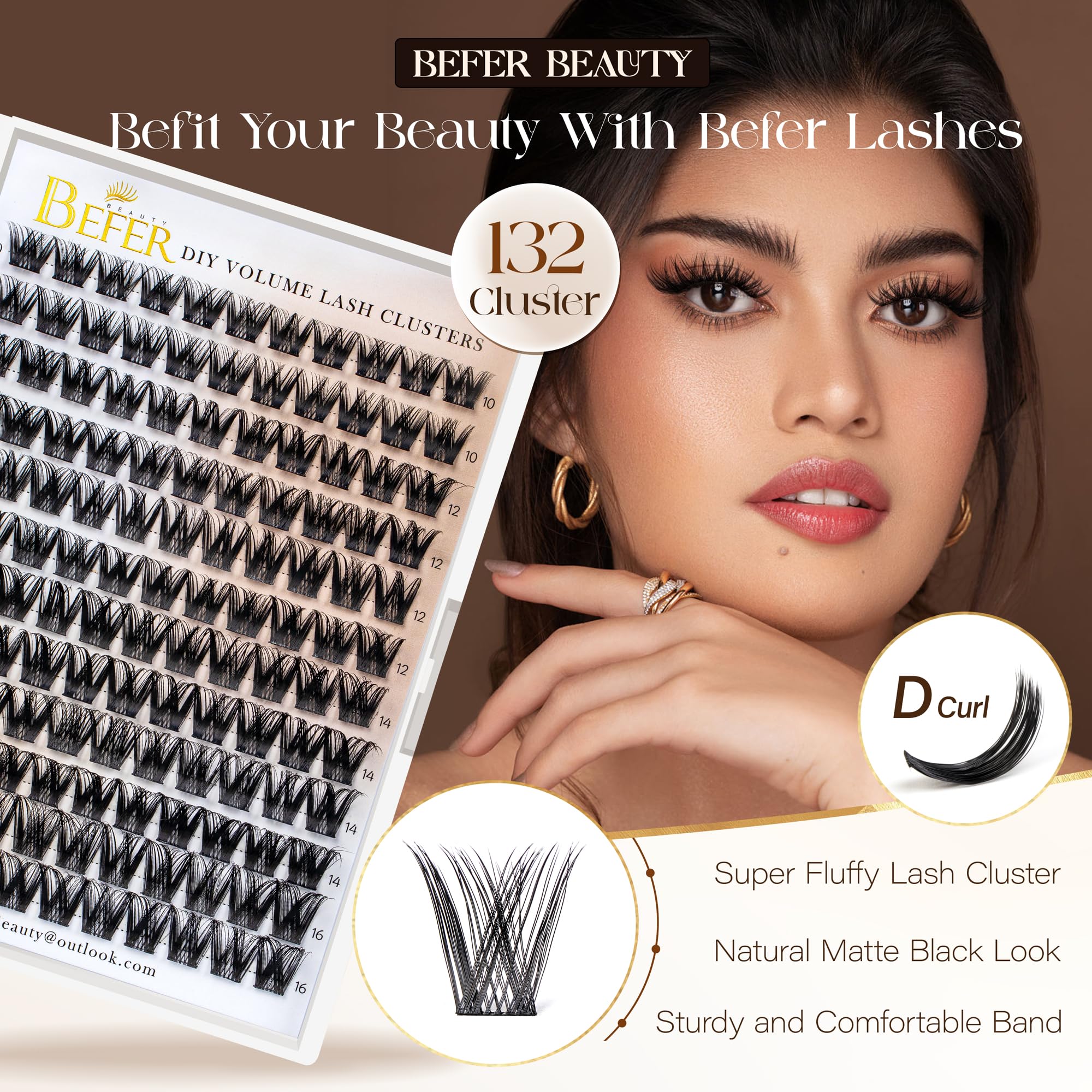 BEFER BEAUTY lash clusters open package displaying variety for selection