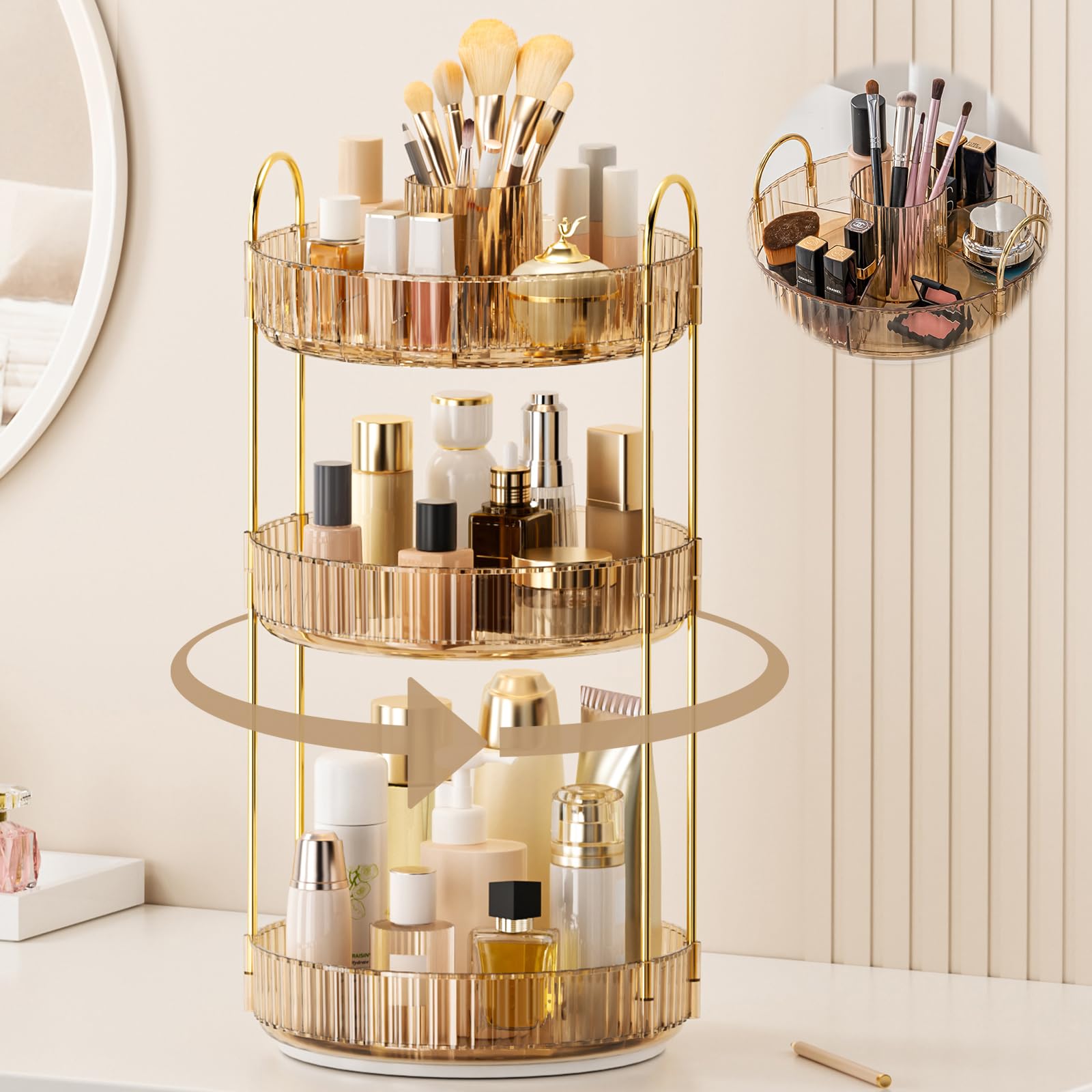 BEFSOP 360° rotating organizer amber for easy access and clutter reduction.