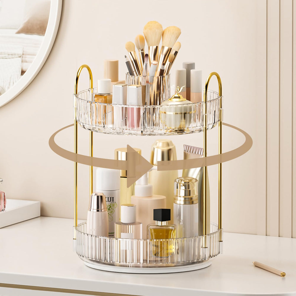 BEFSOP 360° rotating makeup organizer top view for effortless access to cosmetics