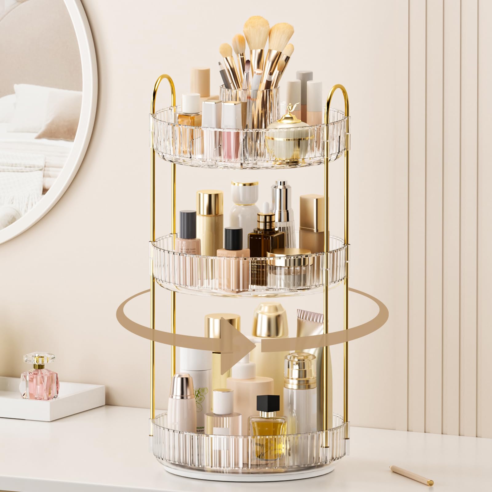 BEFSOP 360 rotating makeup organizer for quick access to cosmetics during busy mornings