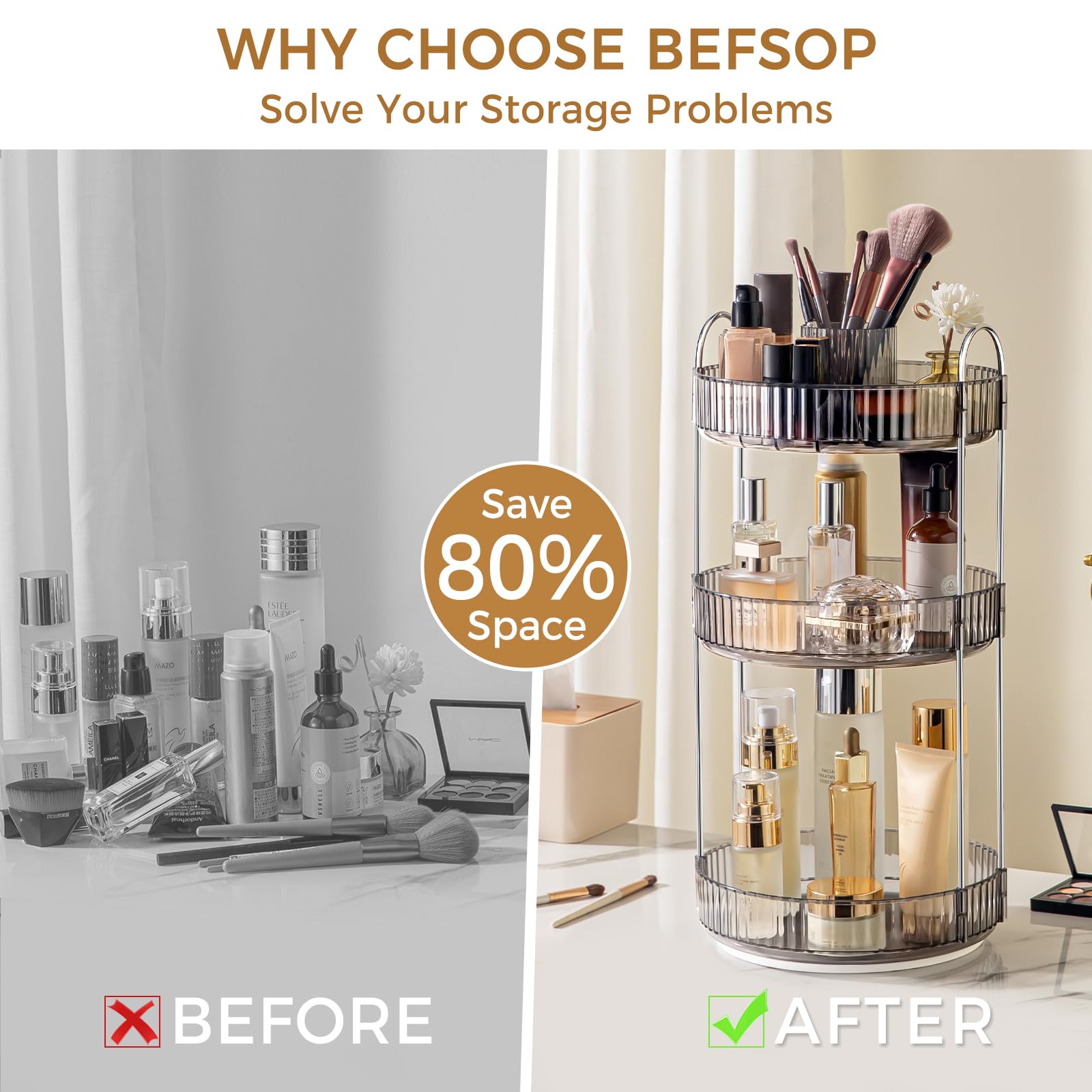 BEFSOP PET material safe and non-toxic stand demonstrates sturdy, wobble-free stability.