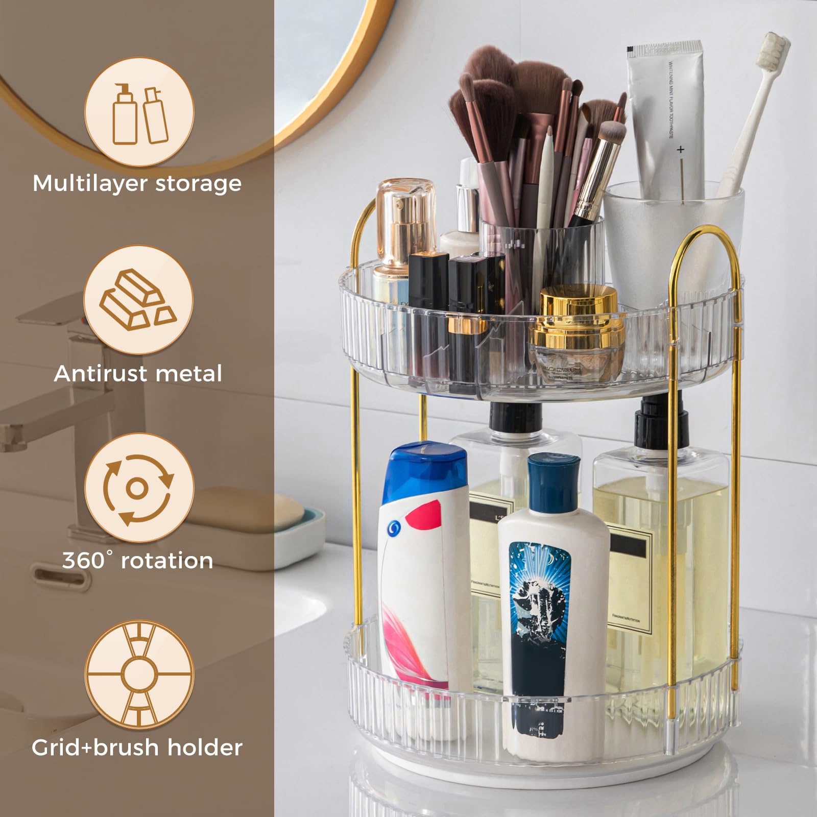 BEFSOP space-saving countertop vanity ideal for cosmetics and toiletries