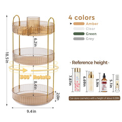 BEFSOP upgraded 3-tier tray keeps skincare and perfumes organized on vanity.