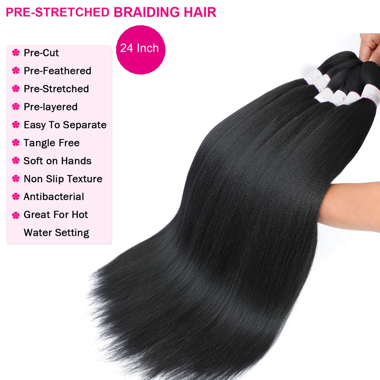 BEFUNNY 8-pack 24-inch braiding hair ready for fast full-head installs.