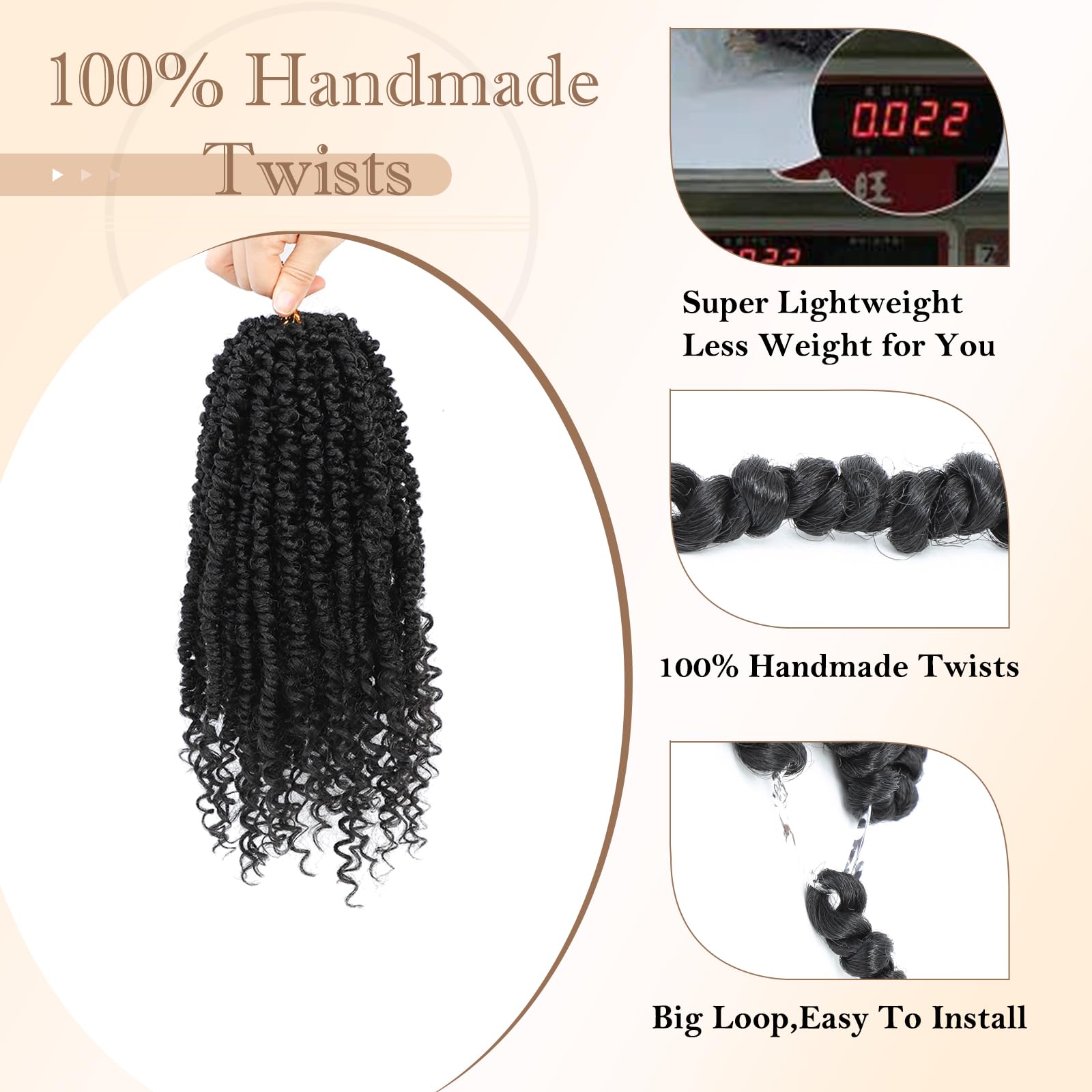 BEFUNNY Passion Twist cabello 12p corto, ligero y con volumen natural.