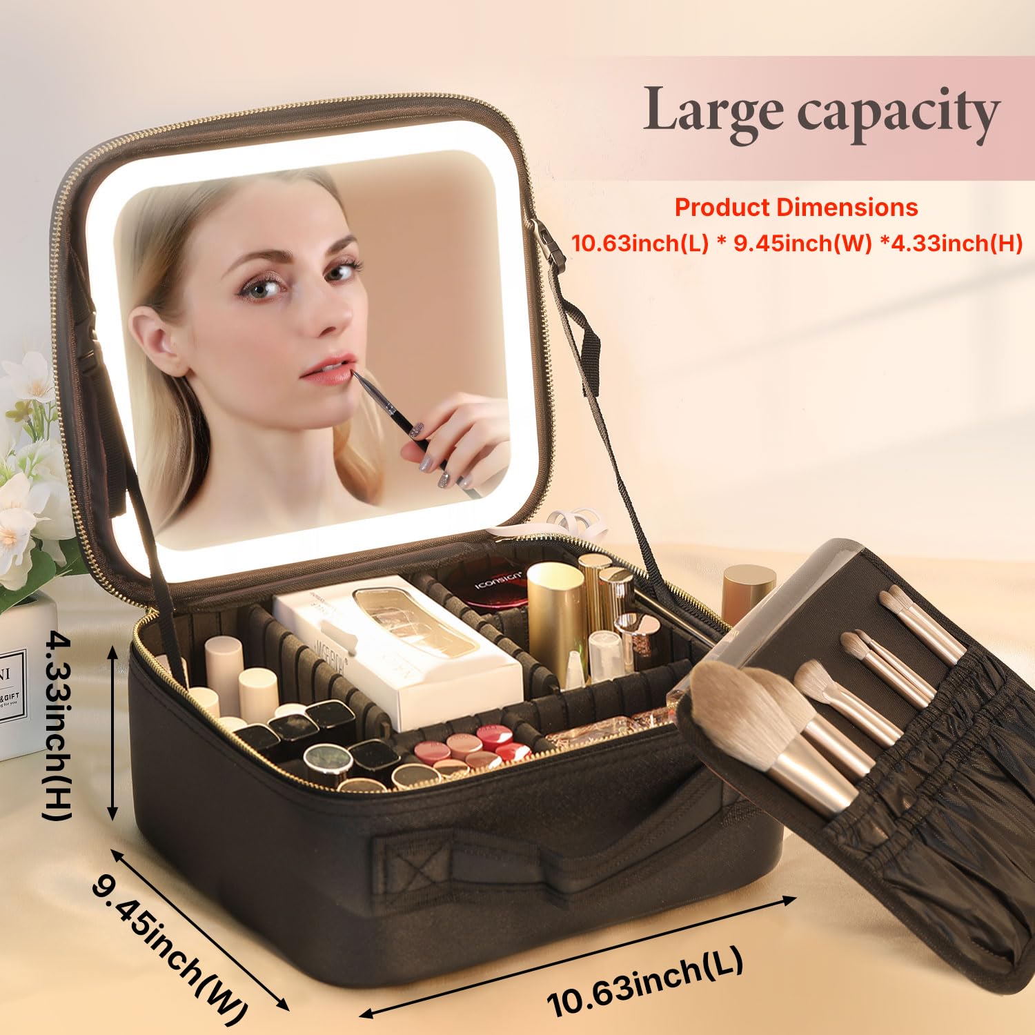 Behaesty LED mirror with color settings provides true lighting for precise makeup application