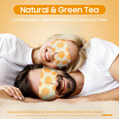 BeHoomi steam eye mask with elastic ear hooks demonstrates secure fit for many faces