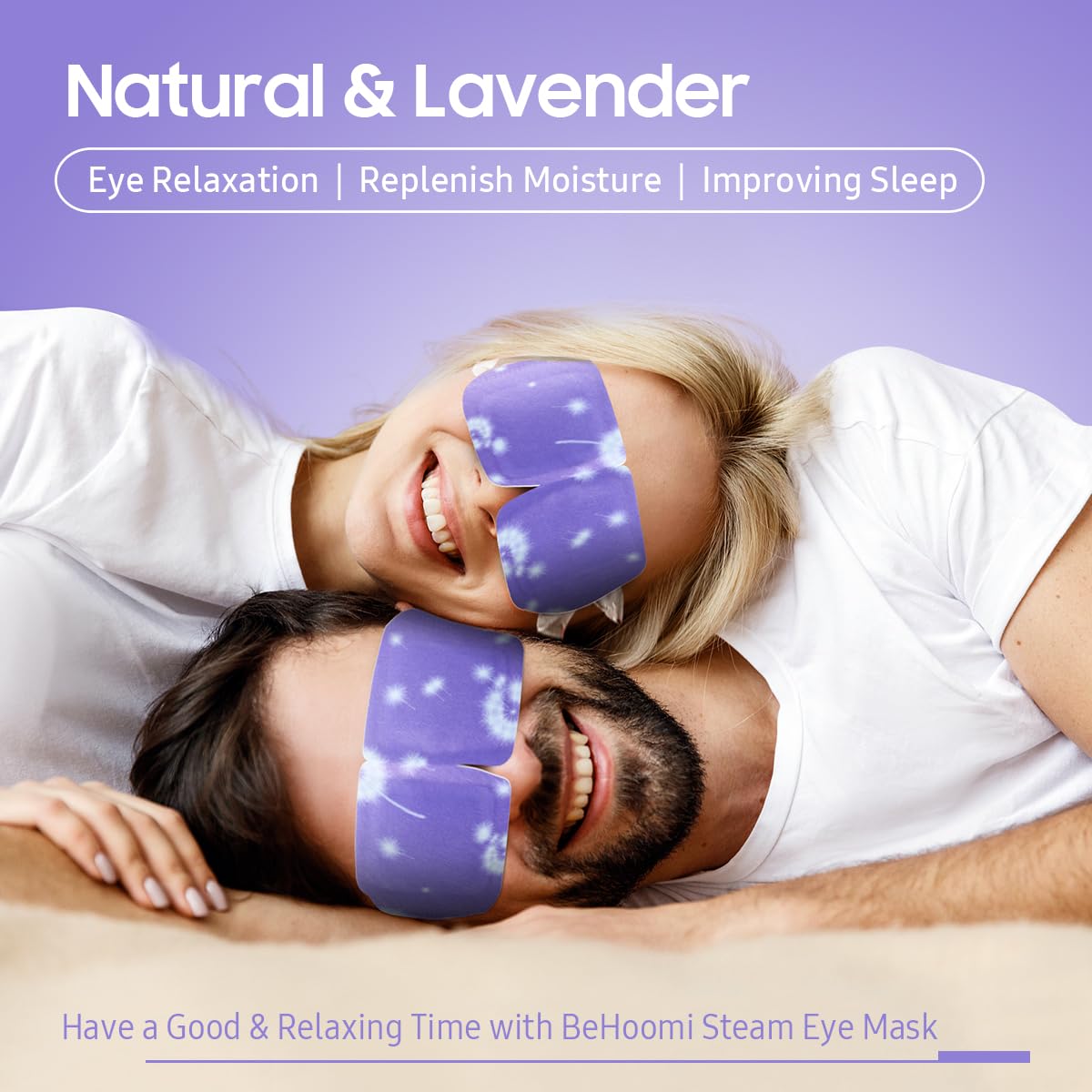 BeHoomi steam eye mask fabric detail highlights lint-free, skin-friendly fabric.