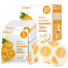 BeHoomi steam eye mask packaging shows a 20 pack for gifting and travel