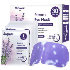 BeHoomi steam eye mask packaging shows convenient, travel-friendly packaging.