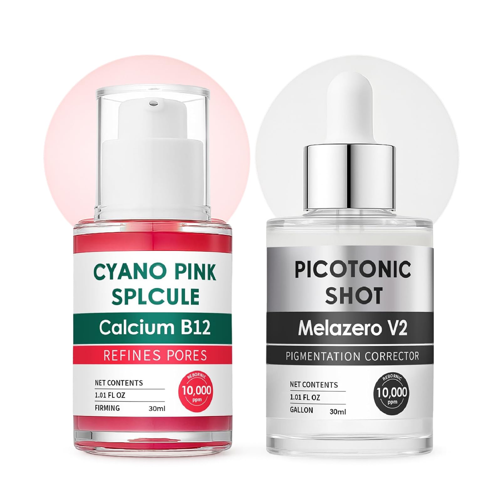 BeiBreeze Cyano Pink Spicule Serum pump bottle for radiant, smoother skin.