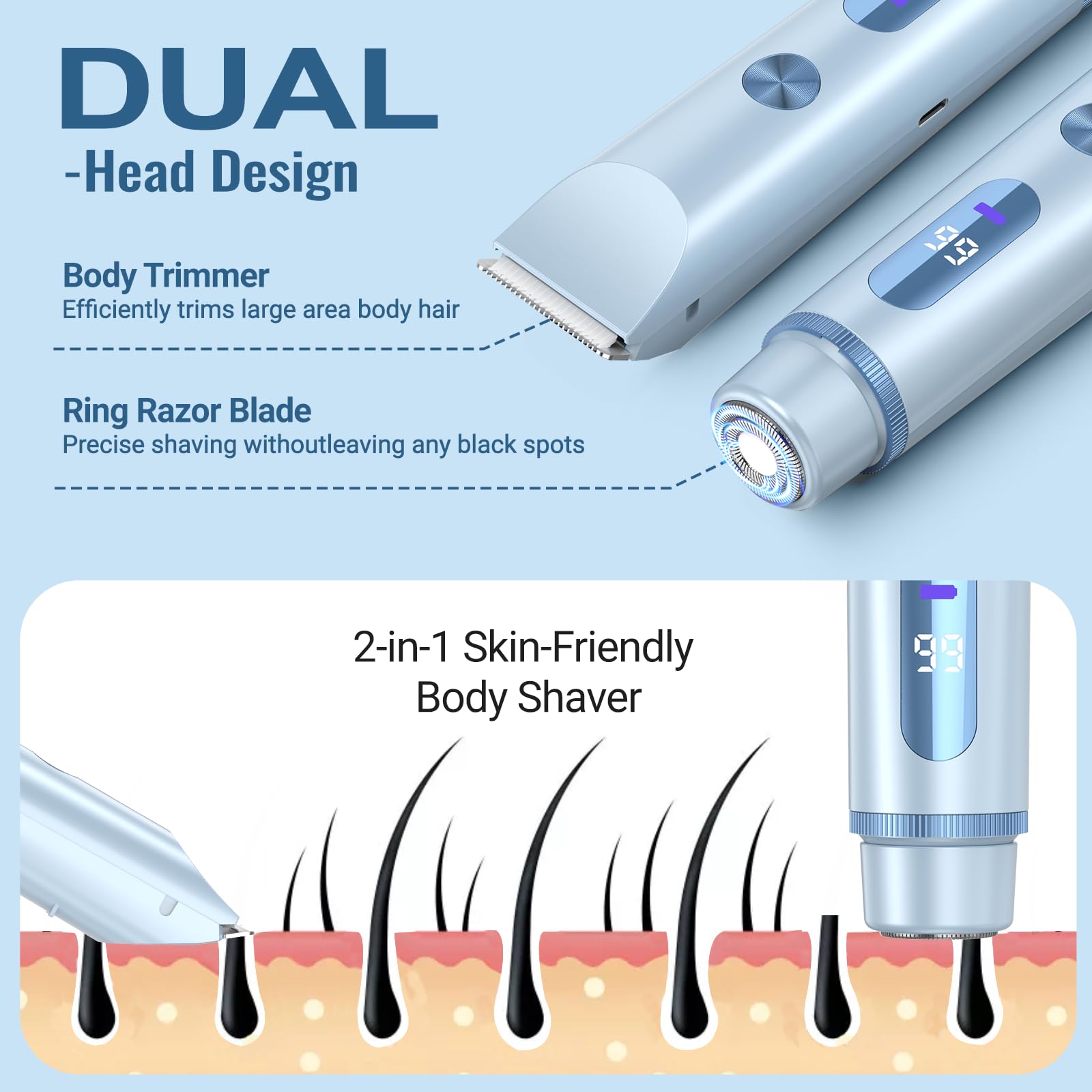 BEIDUONA bikini trimmer waterproof shower use enables safe wet-dry shaving