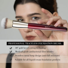 BEILI red premium brush set layout for versatile, quick makeup looks.