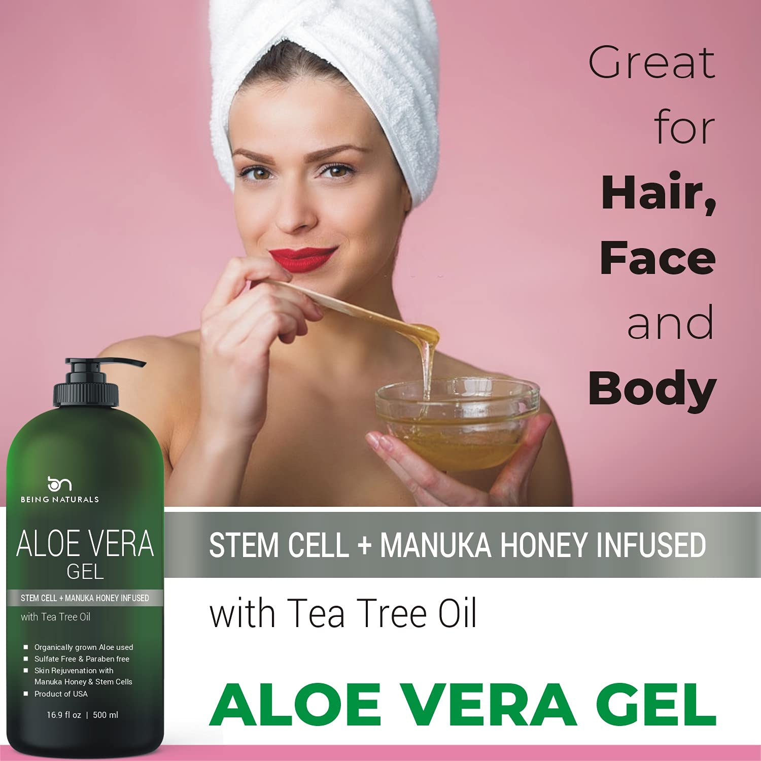 Being Naturals Aloe Vera Gel absorbs quickly with no greasy residue.