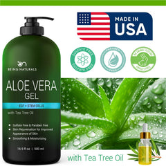 Being Naturals Aloe Gel body application emphasizes skin comfort after showering.