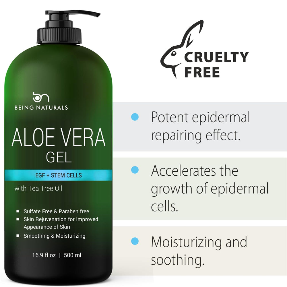 Being Naturals Aloe Gel face application highlights gentle, non-greasy daily care.