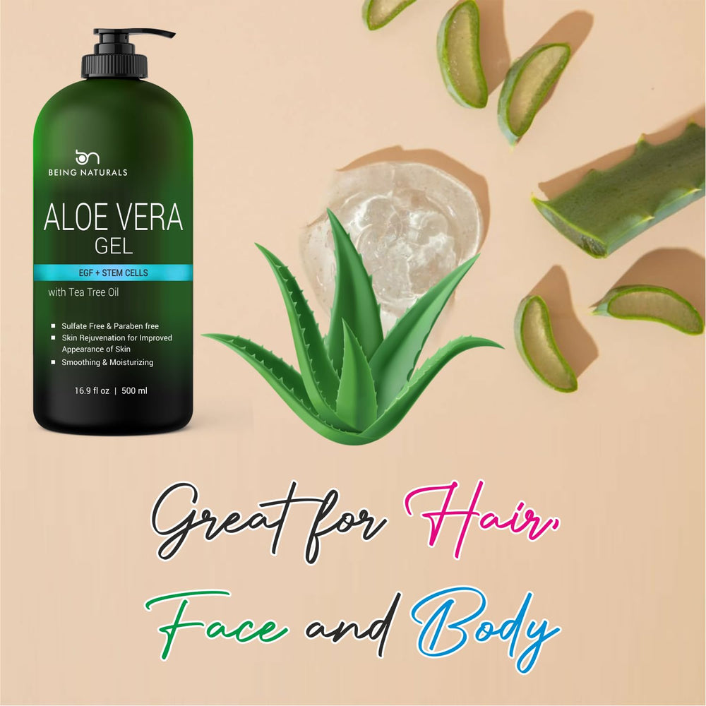 Being Naturals Aloe Gel rosemary-oil detail highlights botanical scent and antioxidant boost.