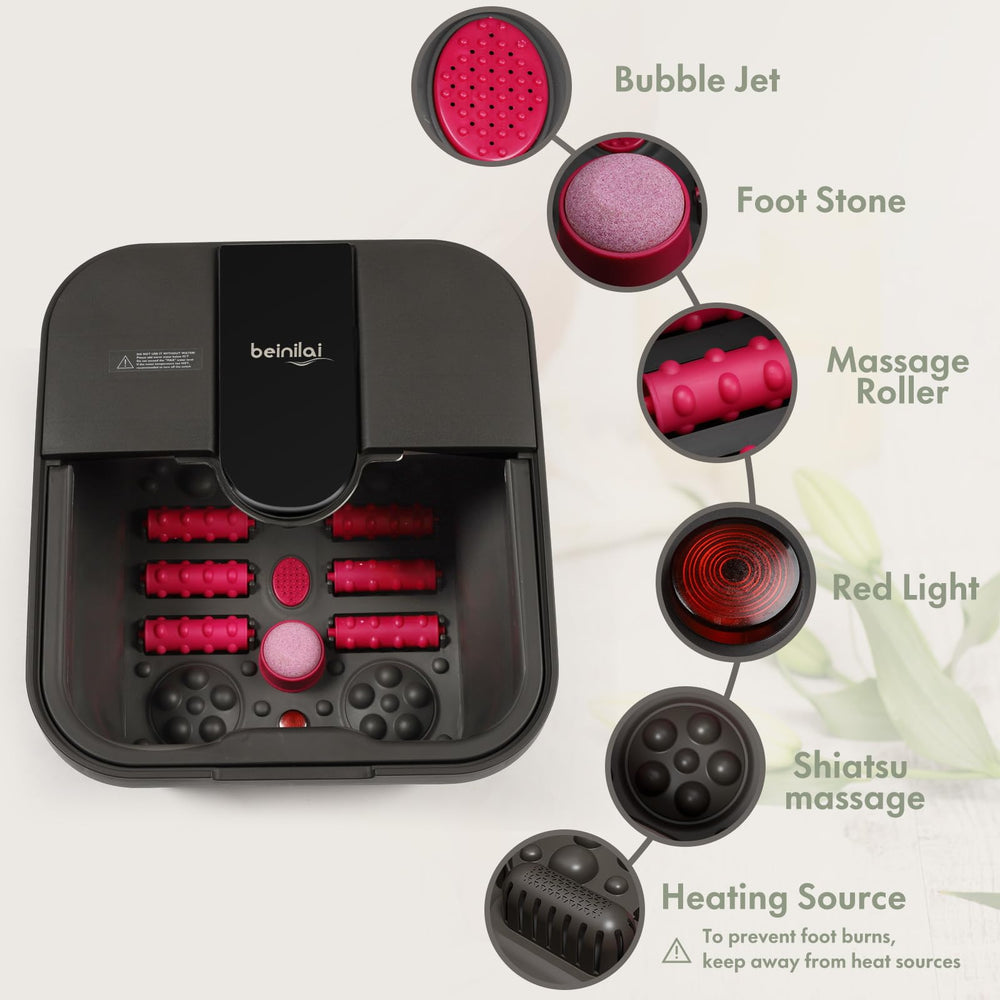 Beinilai foot rollers provide deep-tissue massage during each soak.