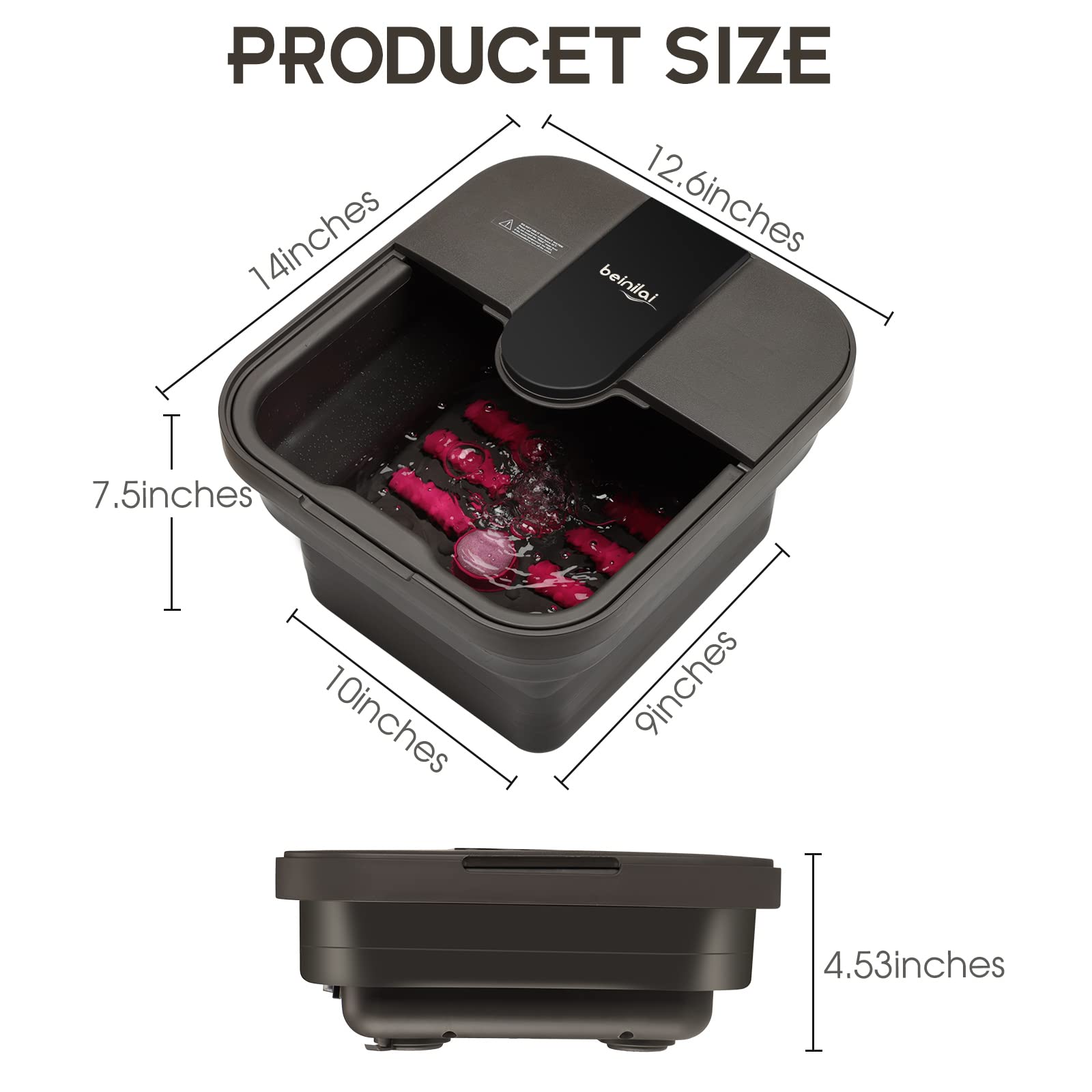 Beinilai foot spa temperature-safe design with internal heater.