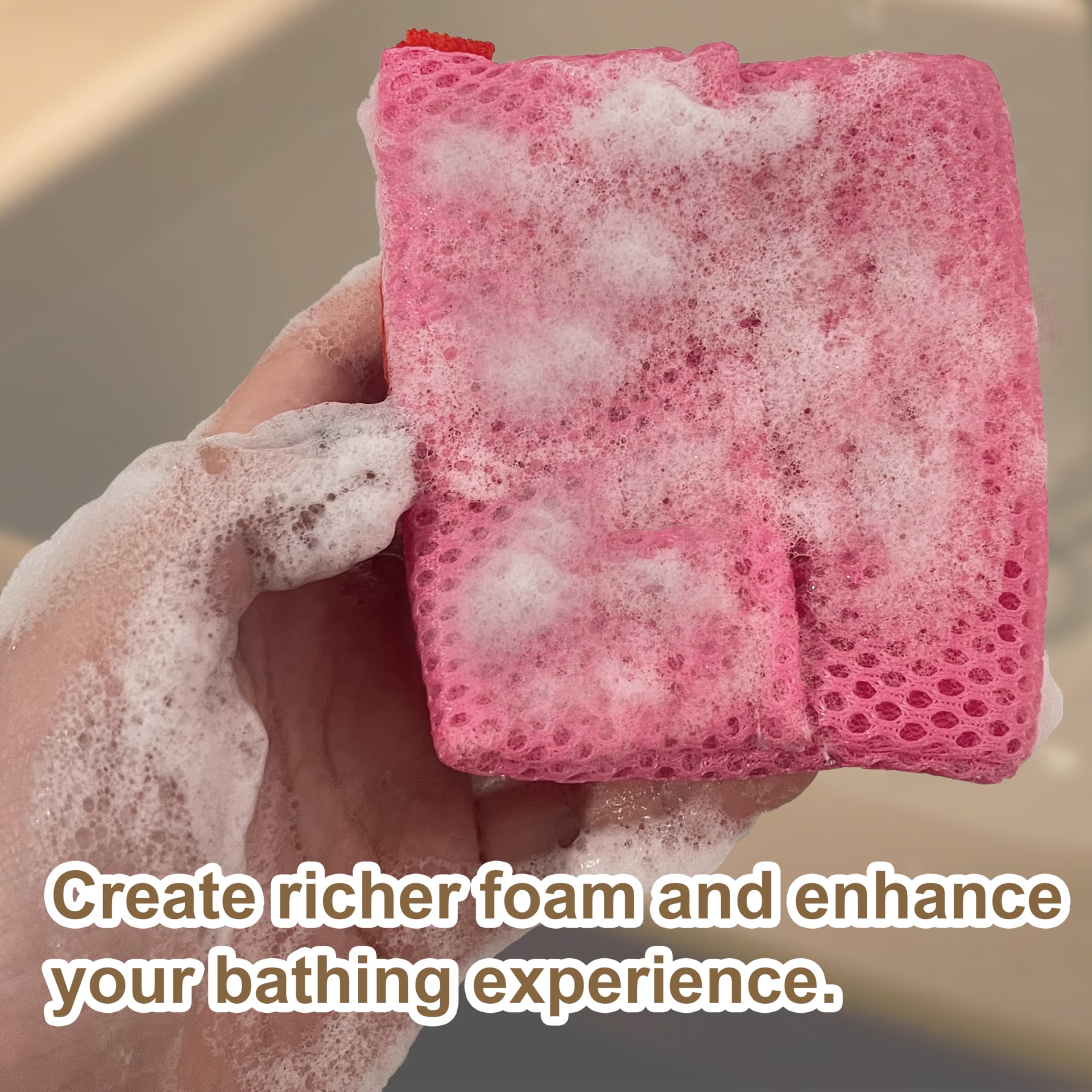 Beiskll exfoliating bath sponge pink helps remove dead skin cells for a refreshed feel