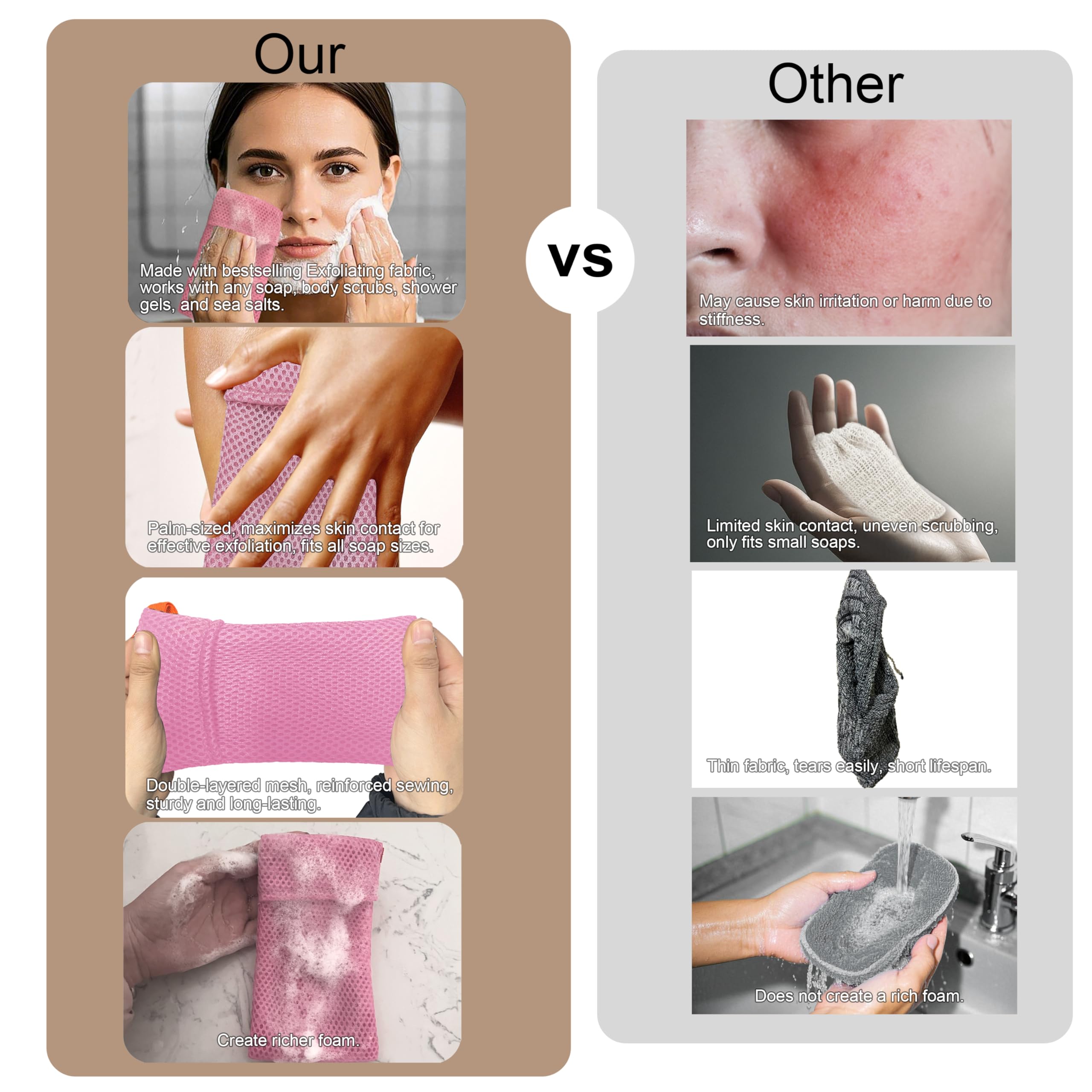Beiskll nylon fiber soap bag pink offers durable, long-lasting use while hanging to dry
