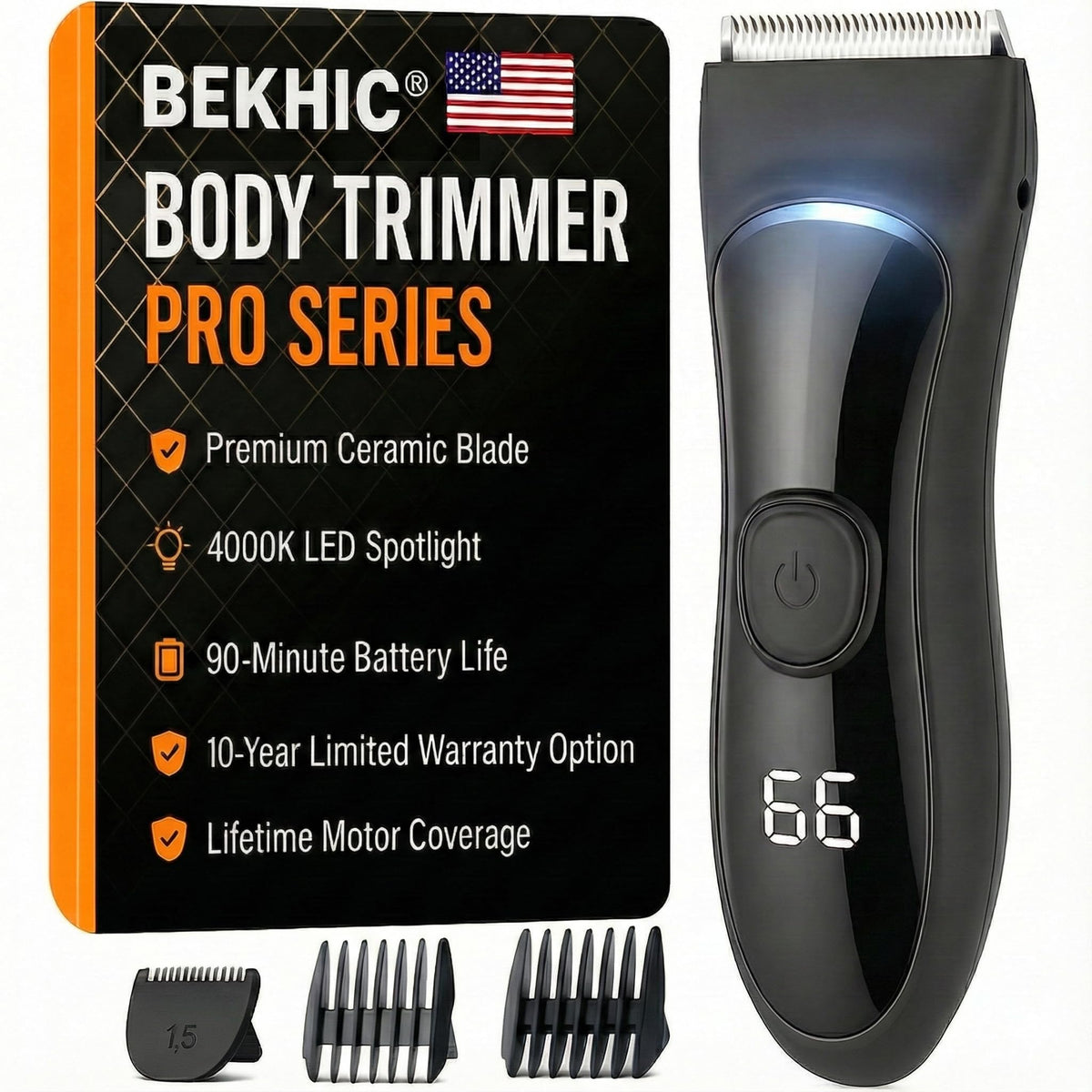 Bekhic groin-body-trimmer-led-light for precise grooming in dim light.