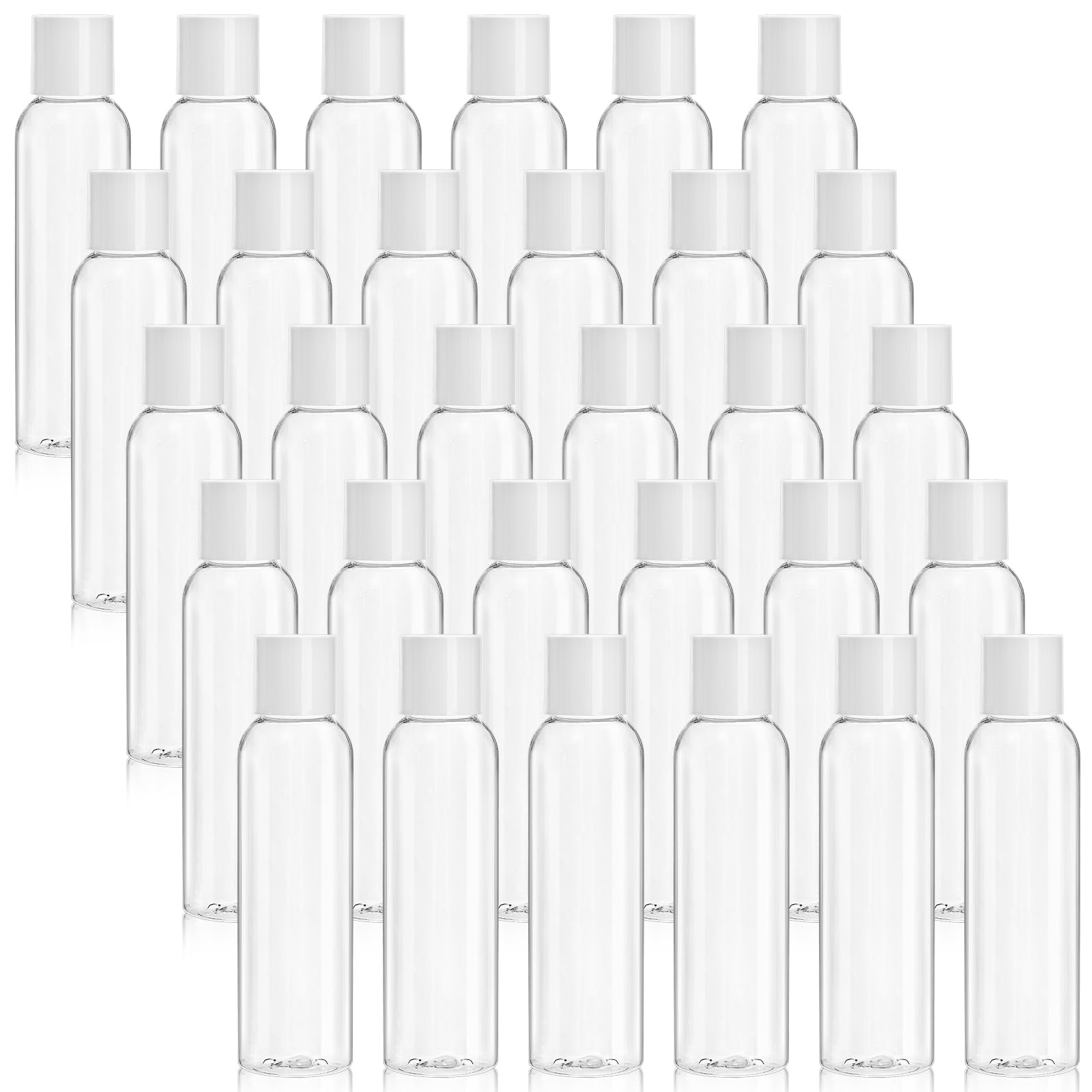 Bekith 4oz clear bottle with disc-top cap for travel-friendly shampoo or lotion.