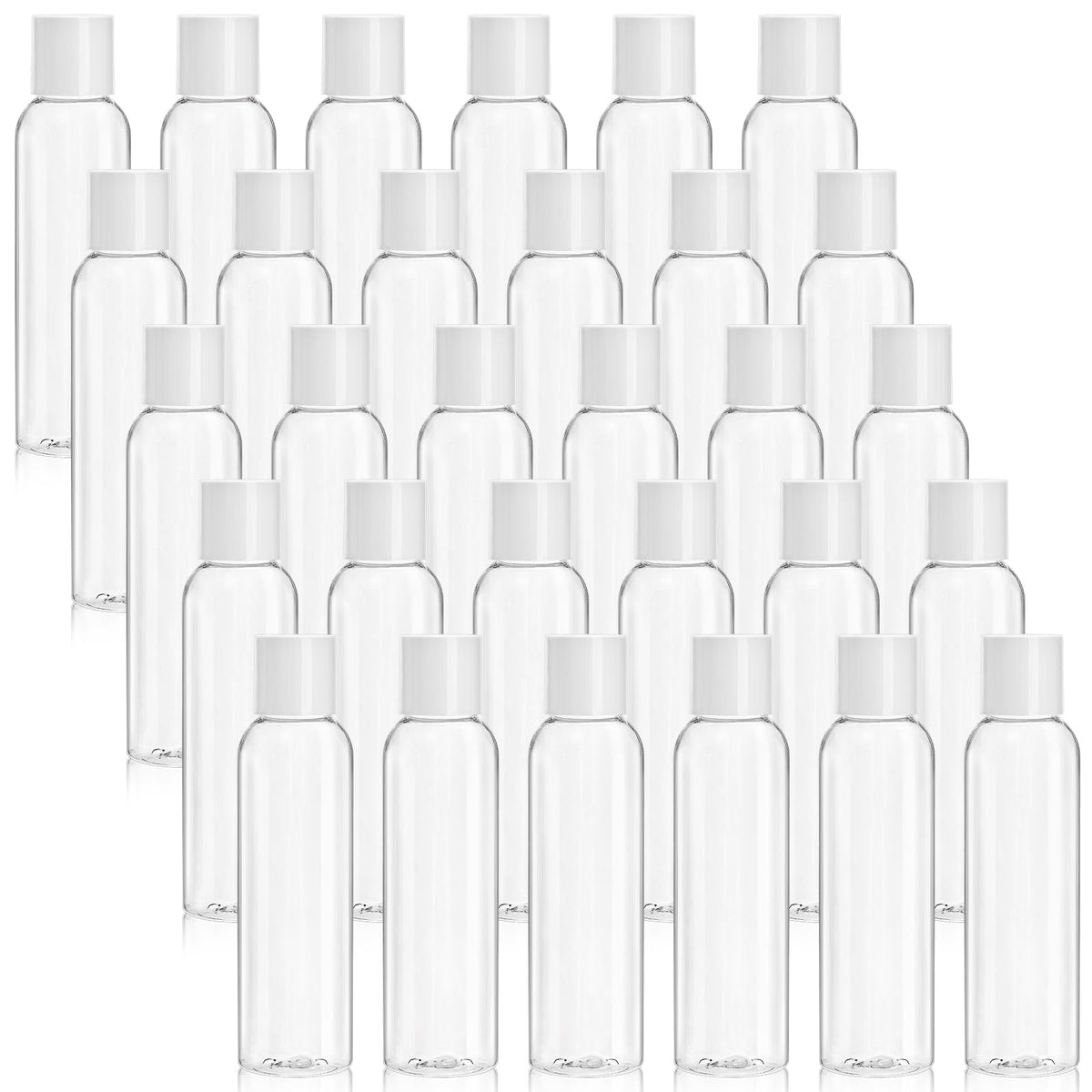 Bekith 4oz clear bottle with disc-top cap for travel-friendly shampoo or lotion.