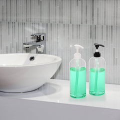 Bekith 8oz clear round bottle with pump for easy portioning.