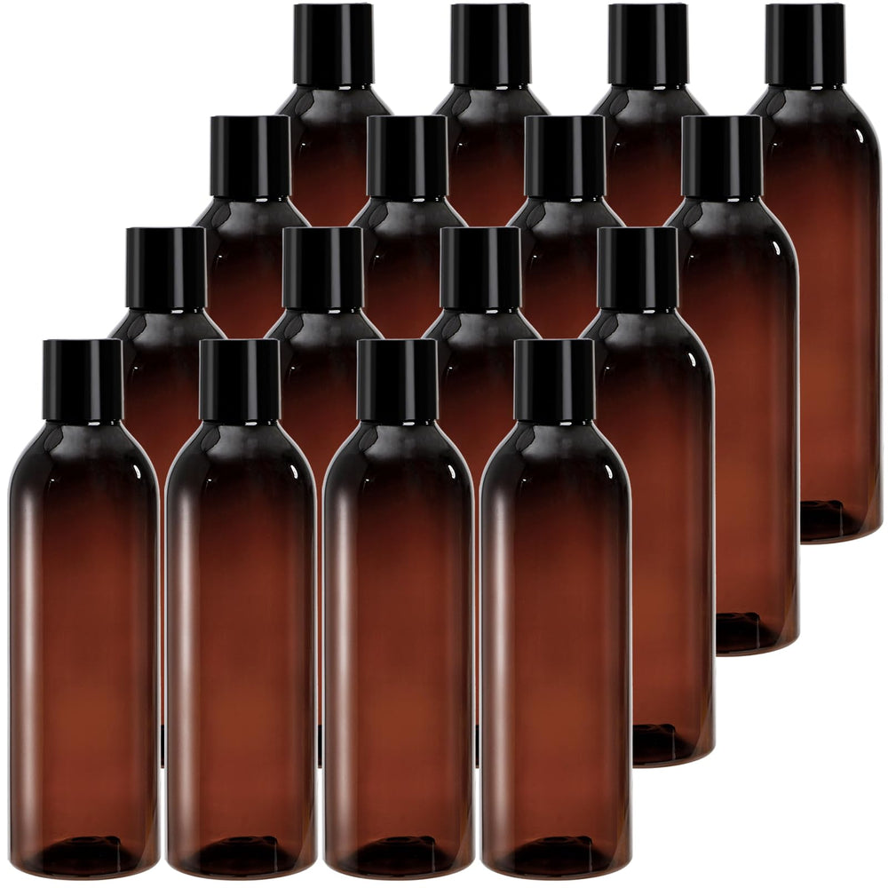 Bekith amber bottles 8oz with disc-top cap for precise shampoo dispensing.