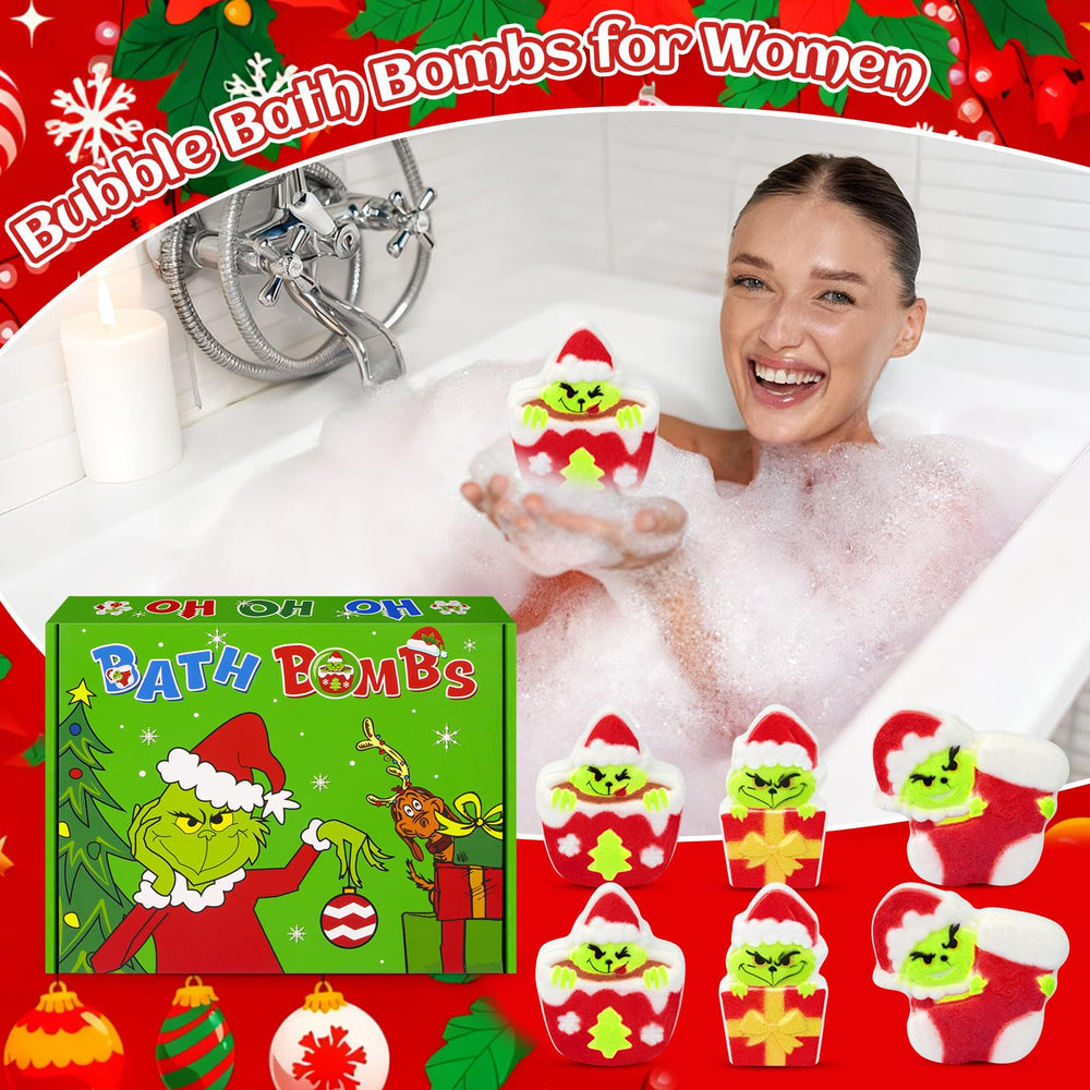 Bekrgwiy gift-ready Christmas bath bombs in a festive package