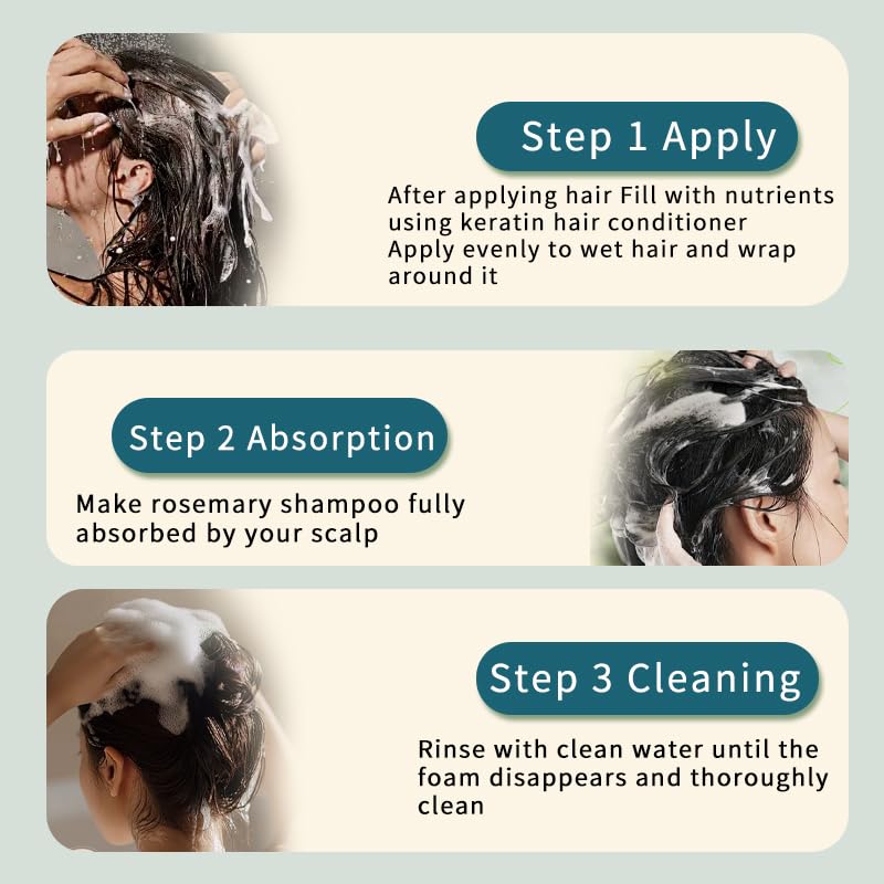 BEKSF Rosemary Shampoo scalp-cleanse captures cleansing action on oily roots.
